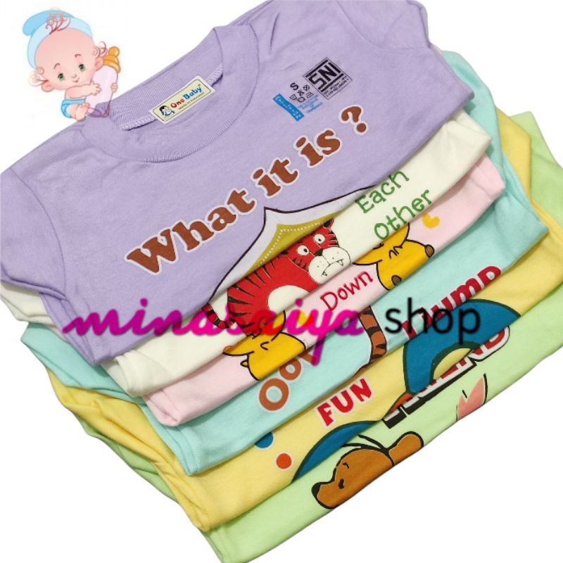 ONE BABY 3 pcs dan 6 pcs Kaos Oblong Bayi SNI Motif Lengan Pendek Uk. S - XL