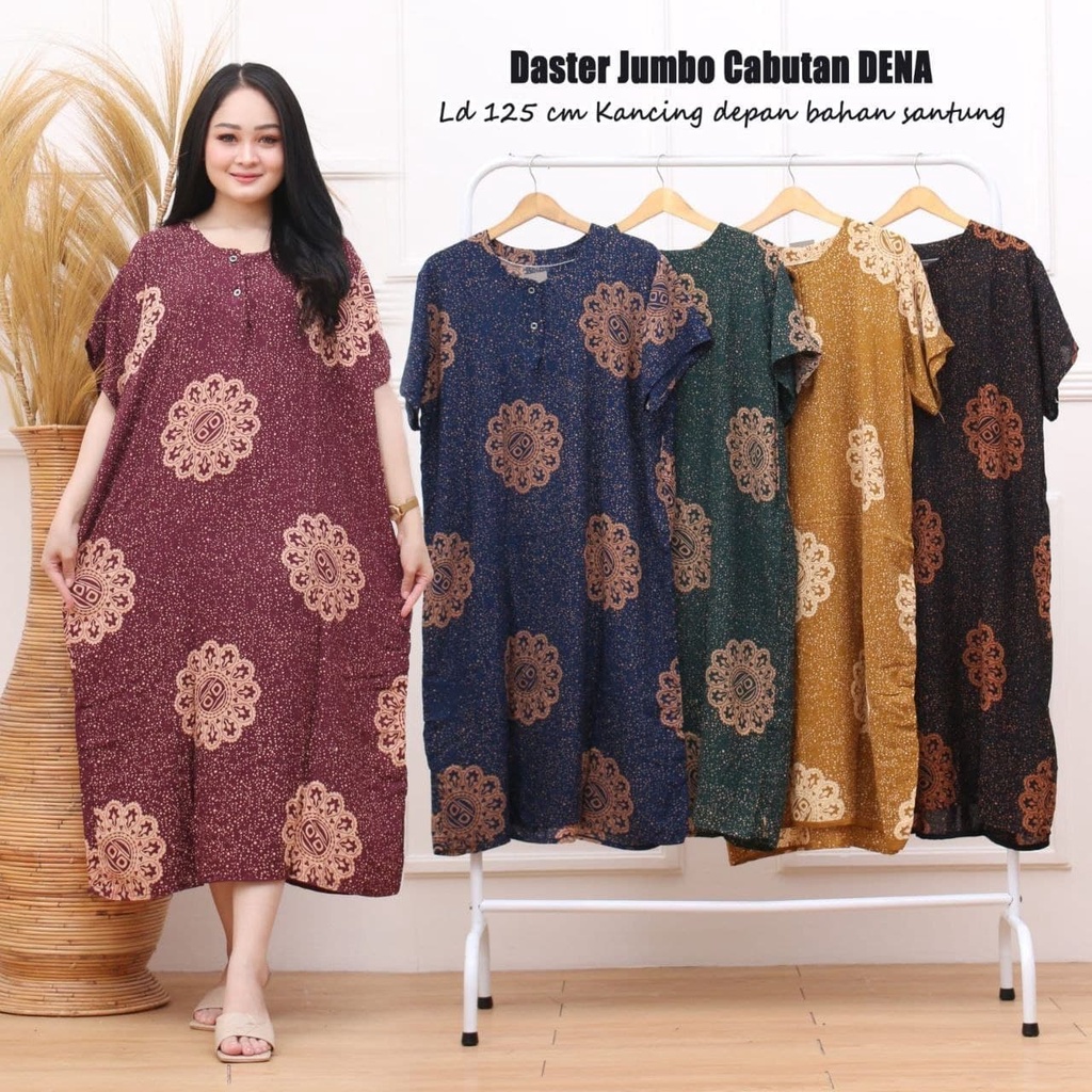 DASTER JUMBO BUSUI CABUTAN DENA LD 120 KANCING DEPAN LENGAN PENDEK BAJU TIDUR WANITA BUSUI BUMIL DASTER CEWEK KEKINIAN COD BATIK PEKALONGAN