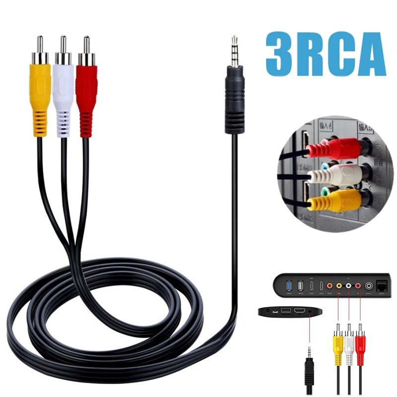 Kabel Adapter Splitter Audio 3 RCA Male 3.5mm Ke 3 RCA Male Panjang 1m Untuk Speaker / DVD / TV