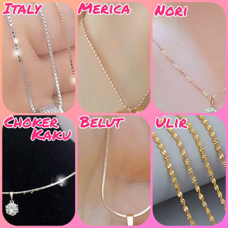 La Vienne - Kalung Titanium Wanita Anti karat - Solitaire - Perhiasan Aksesoris Wanita - Simple Mewah Elegan