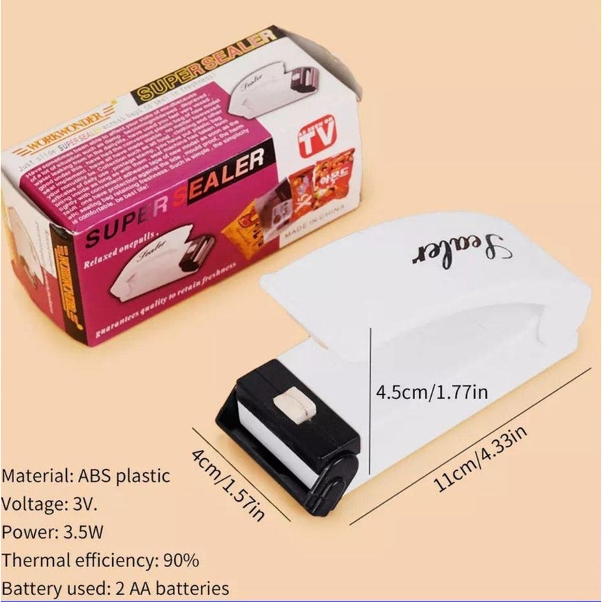 SEALER MINI PLASTIC PEREKAT PLASTIK SNACK MAKANAN SUPER SEALER PORTABLE PRAKTIS PREMIUM