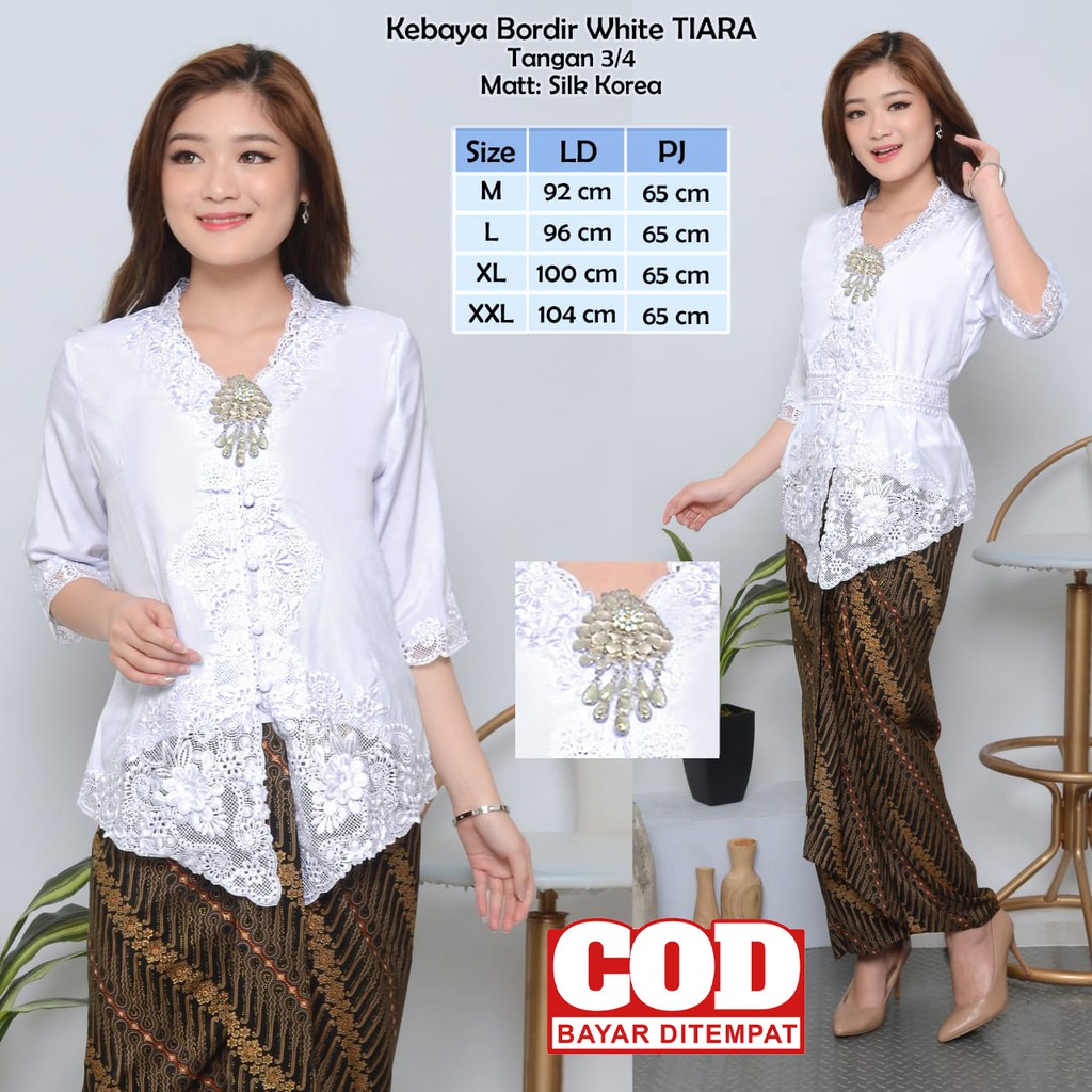 Atasan Kebaya Bordir Modern Mewah Lengan 3/4 Warna Putih|Merah Maroon|Biru Navy / Kebaya Wanita Dewasa Terbaru / Kebaya Akad Nikah Kekinian / Kebaya Wisuda Elegan / Kebaya Kondangan Moderen Cantik Tiara-5