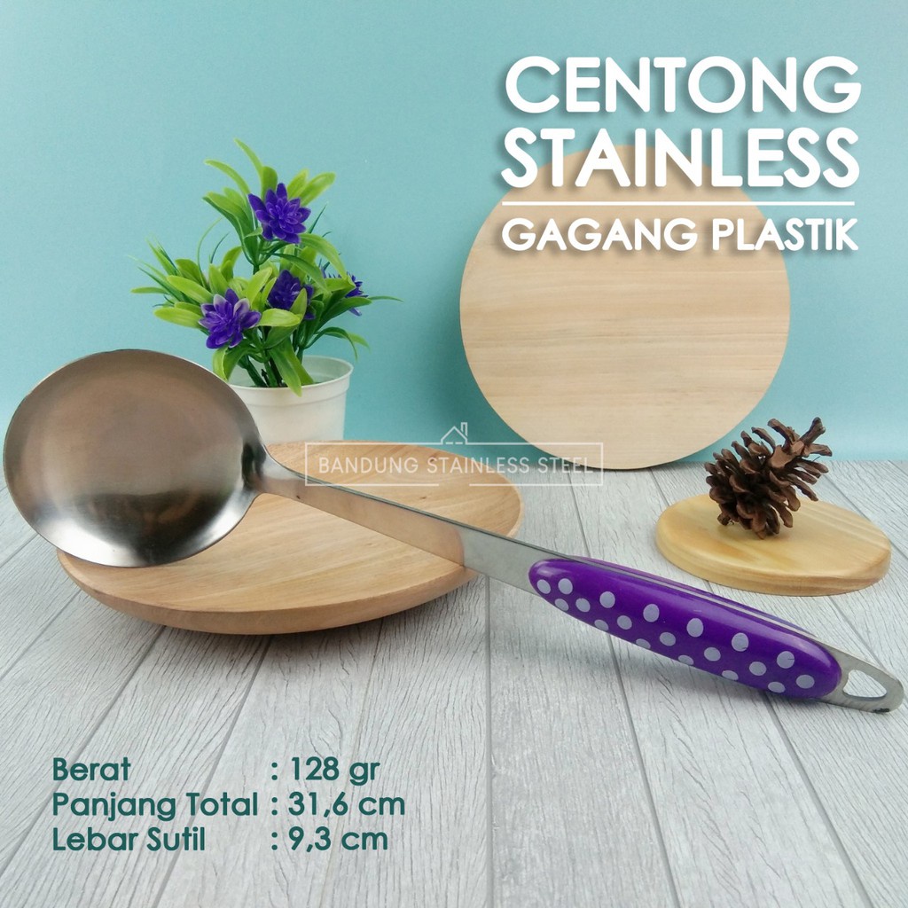 centong kuah sup, sayur stainless steel murah gagang plastik KW-W02