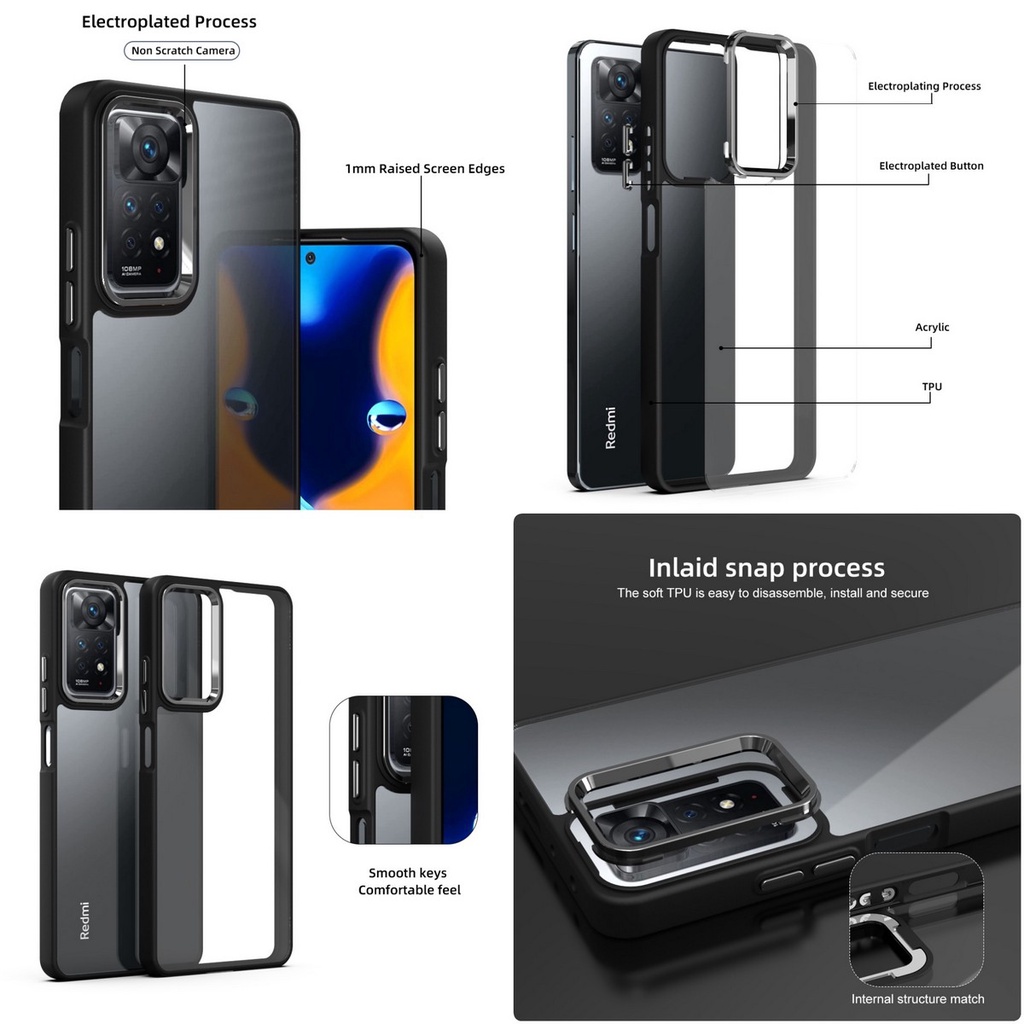 XIAOMI POCO M3 PRO 5G REDMI NOTE 9 NOTE 10 4G NOTE 10S NOTE 10 5G NOTE 11 4G NOTE 11 PRO 4G 5G | NEOHYBIRD PREMIUM SQUARE CASE LENS CHROME