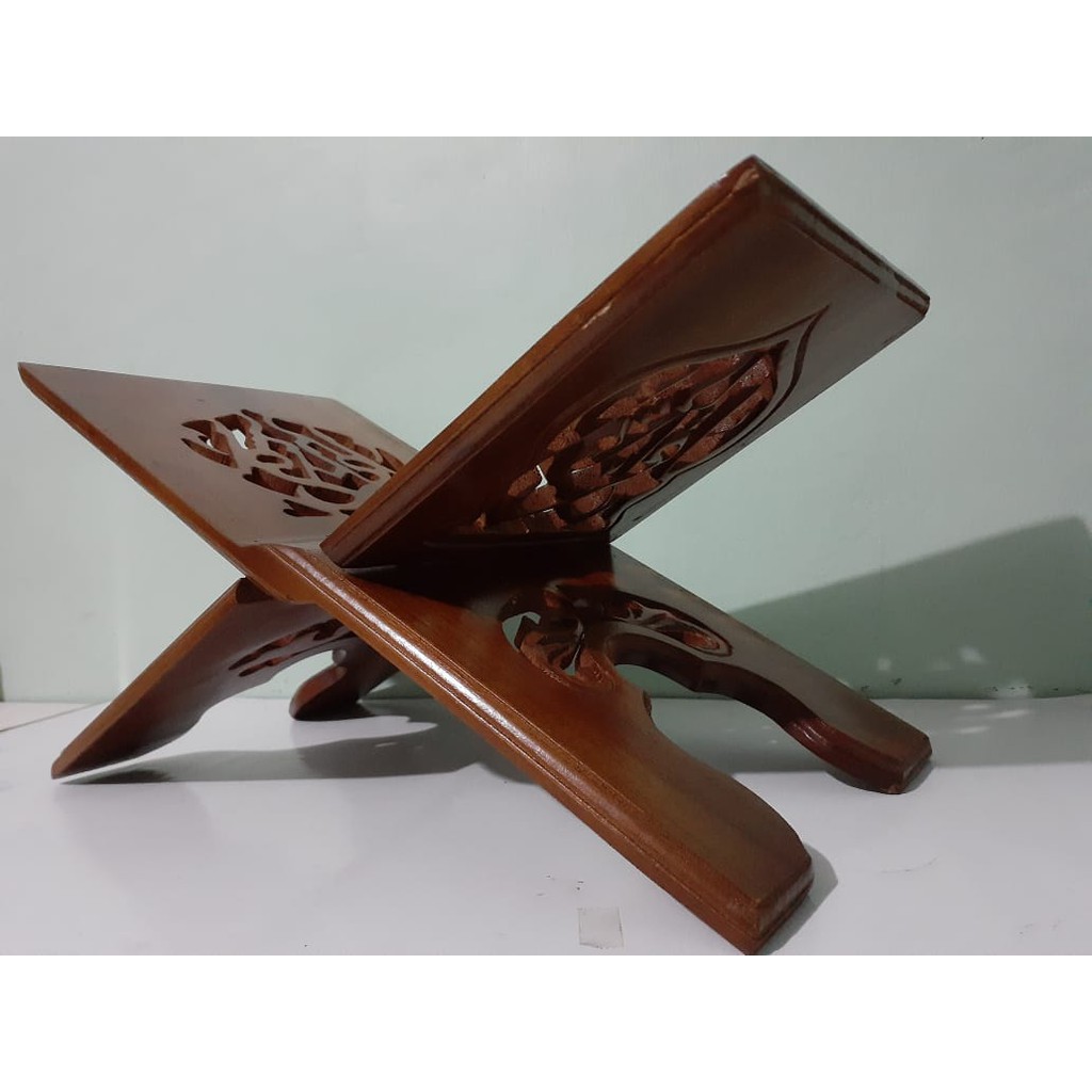 Rekal Al Quran Motif Size 15 cm Jati Campuran Tatakan Dudukan Lekar Alquran