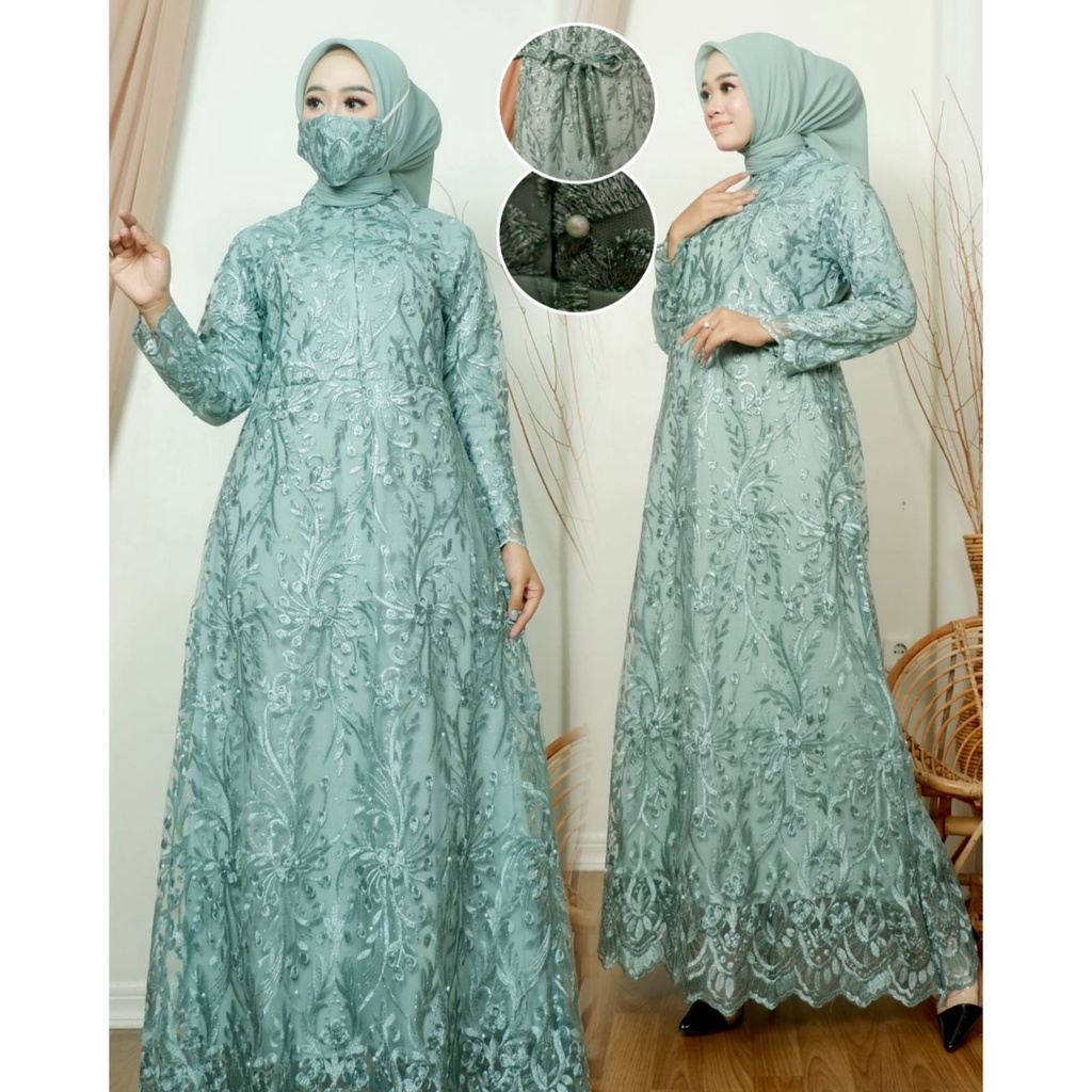 Permata Olshop / Kebaya Gamis Busui Zaya 2 / Baju Gamis Pesta Mewah / Kebaya Kondangan