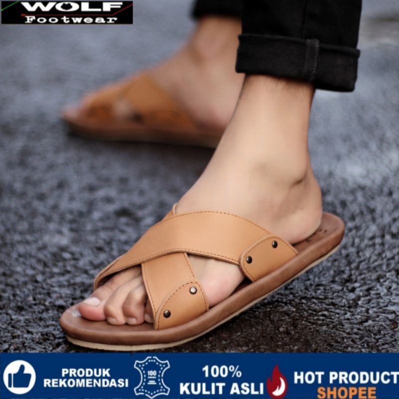 XMIN TAN Sandal pria kulit asli cevany original handmade sandal jepit kulit pria bisa COD