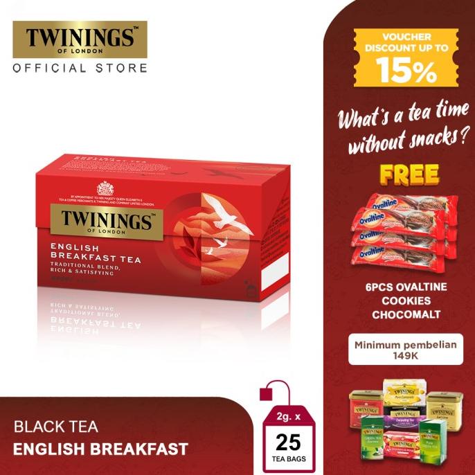 

[ COD ] Twinings Teh Hitam Celup English Breakfast Tea 25x2gr LIMITED EDITION Kode 400