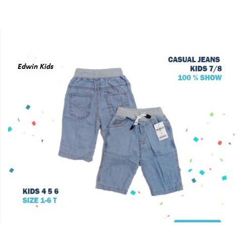 Jeans 3per4 Celana Pendek Anak Cowok Rib Karet Pinggang B1-LT3