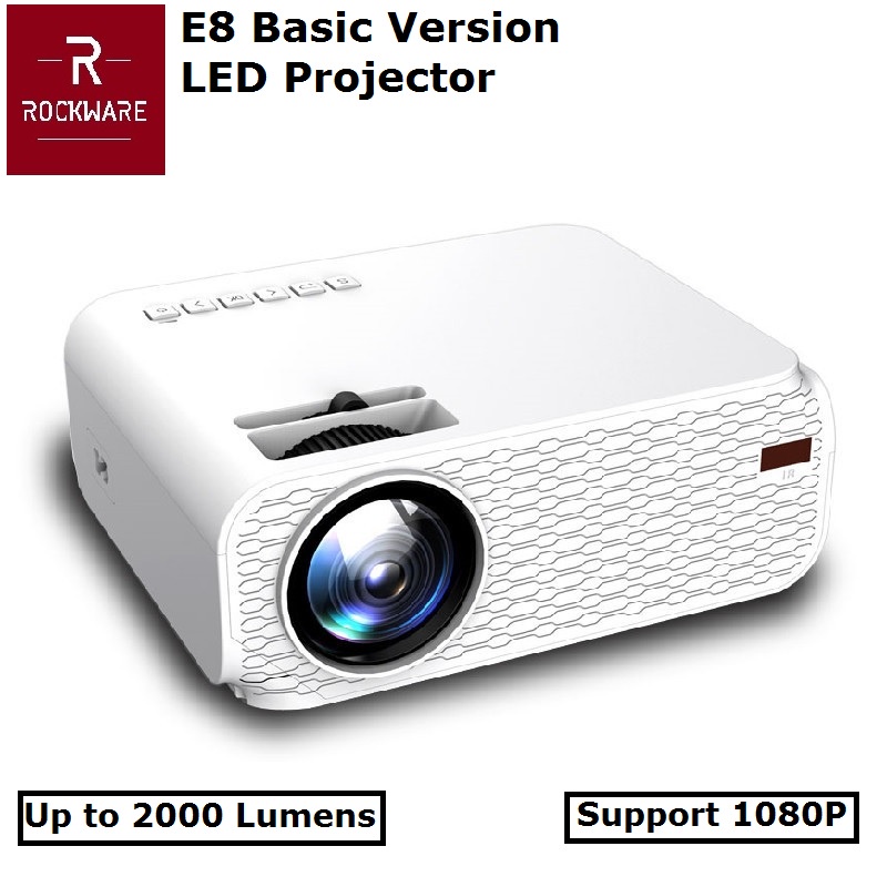 ROCKWARE RW-E8 BASIC - Multimedia Projector 2000 Lumens 1080P Support