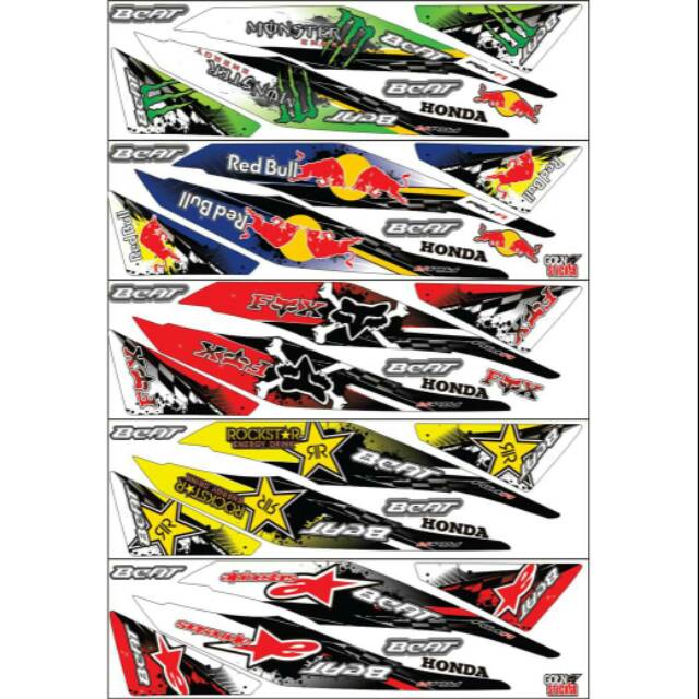 striping/lis/sticker variasi beat fi 2013-2015 monster-redbull-fox-rockstar-alpnestar
