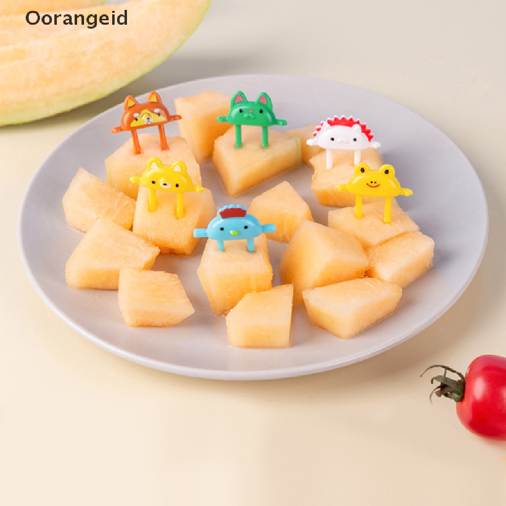 6 Pcs Garpu Buah Desain Kartun Hewan Katak Rubah Untuk Makanan Penutup