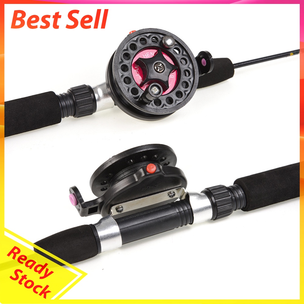 Winter Ice Fishing Rod Reel Combo Set 2 Sections Telescopic Fish Pole Wheel