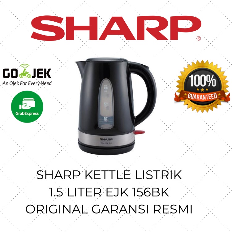 Sharp Kettle Listrik 1.5 Liter EKJ 156BK / Teko Ketel Elektrik Low Watt / Ceret Pemanas Air Hangat P