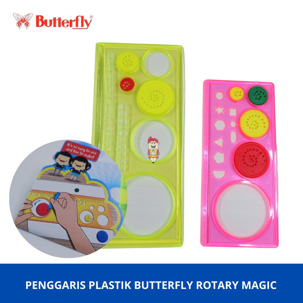 

Penggaris Bentuk Template Rotary Magic Ruler Large Butterfly