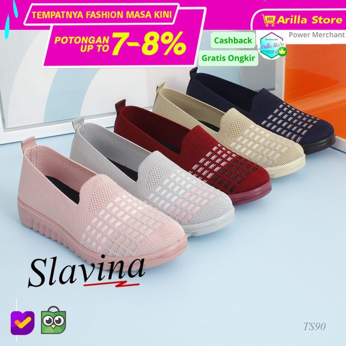 Baru Sepatu cewek/wanita original real Slip On Slavina Flyknit TS90