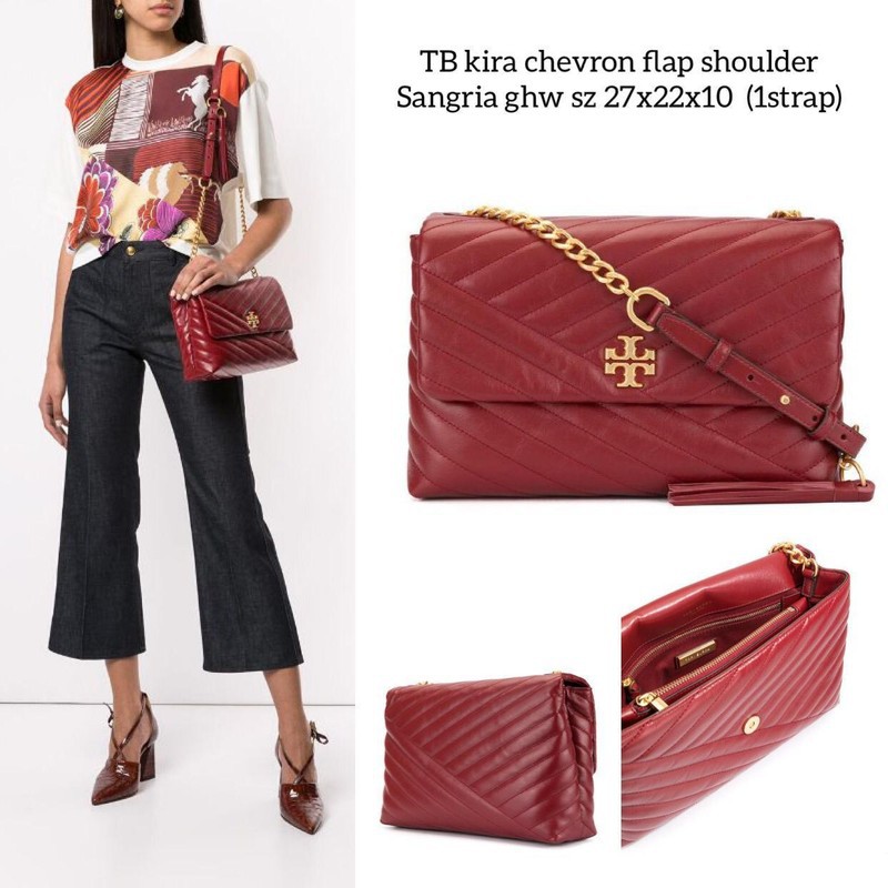tas tory burch kira chevron shoulder bag sangria