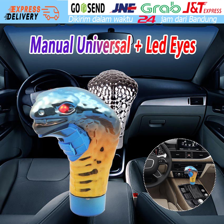 Tuas Pindah Gigi Mobil Model Kepala Ular Bahan Chrome dengan LED
