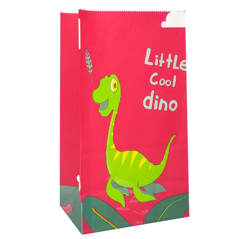 8 pcs Tas Hadiah Kraft Bertema Dinosaurus untuk Dekorasi Pesta Ulang Tahun