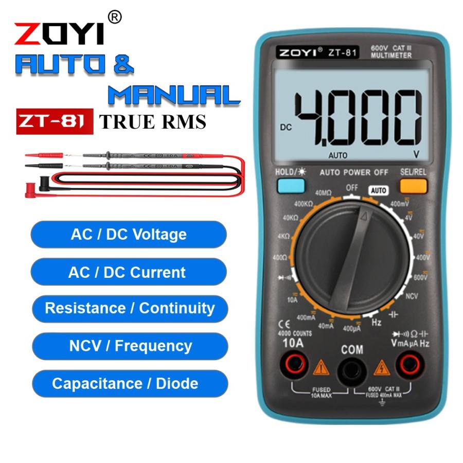 Zoyi ZT-81 Avometer Multimeter Arus Listrik Capasitor Mikrofarad NCV