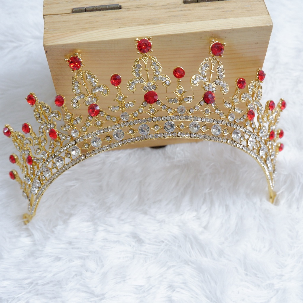 Mahkota/Tiara Ukir Simpel Swarovski Red