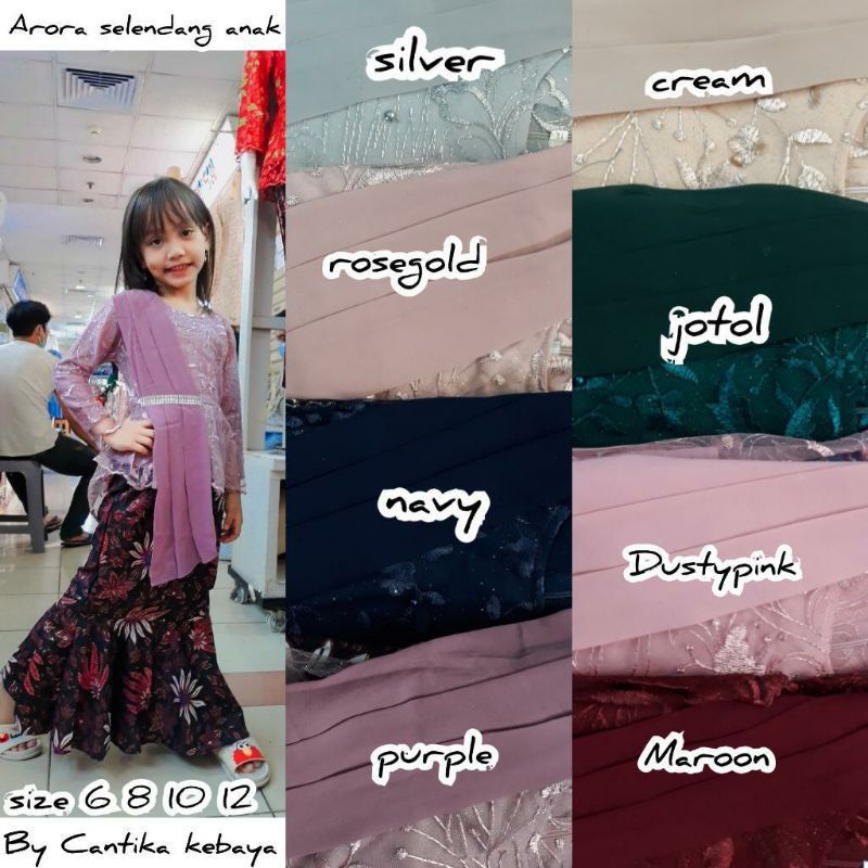 Set Kebaya Selendang Anak /Kebaya Anak Tile / Kebaya Anak modern