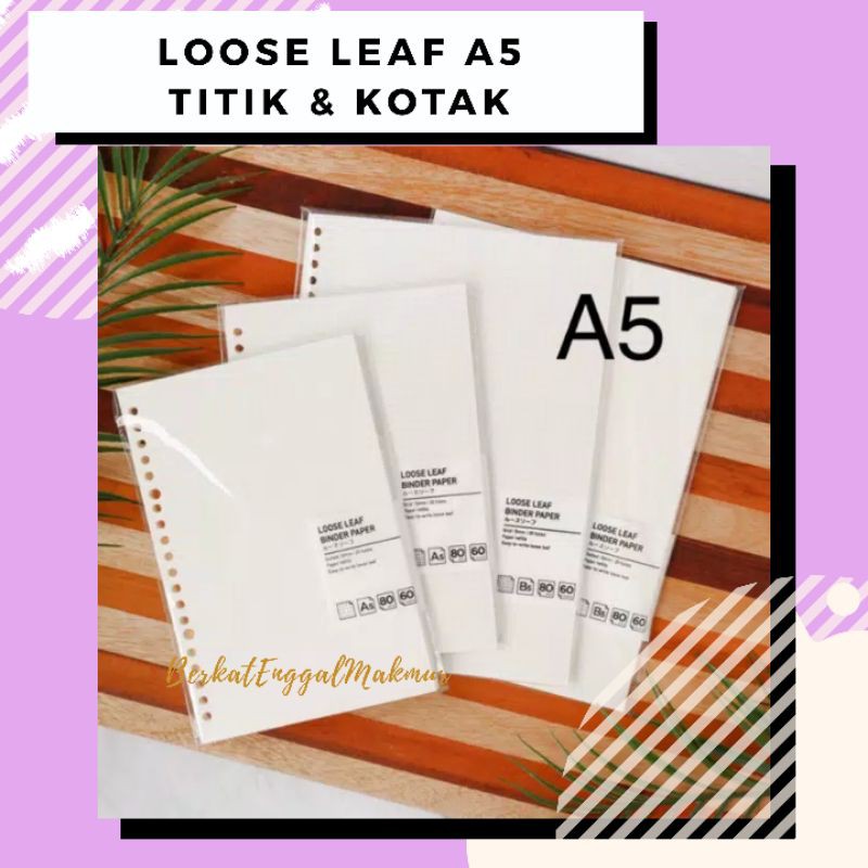 

Loose Leaf A5 Grid / Kotak / Dotted / Titik / Ruled / Garis Binder Paper Panmomo