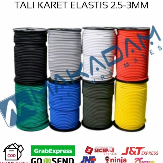tali karet elastis bulat 2.5mm - 3mm makad44 Murah