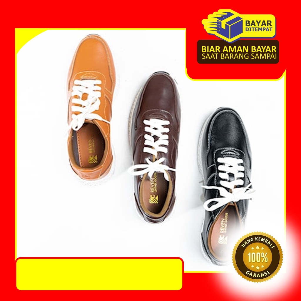 Cow Leather Sepatu Pria Sneakers Sneker Sniker Terbaru Kekinian Dari Kulit Sapi Asli 100%