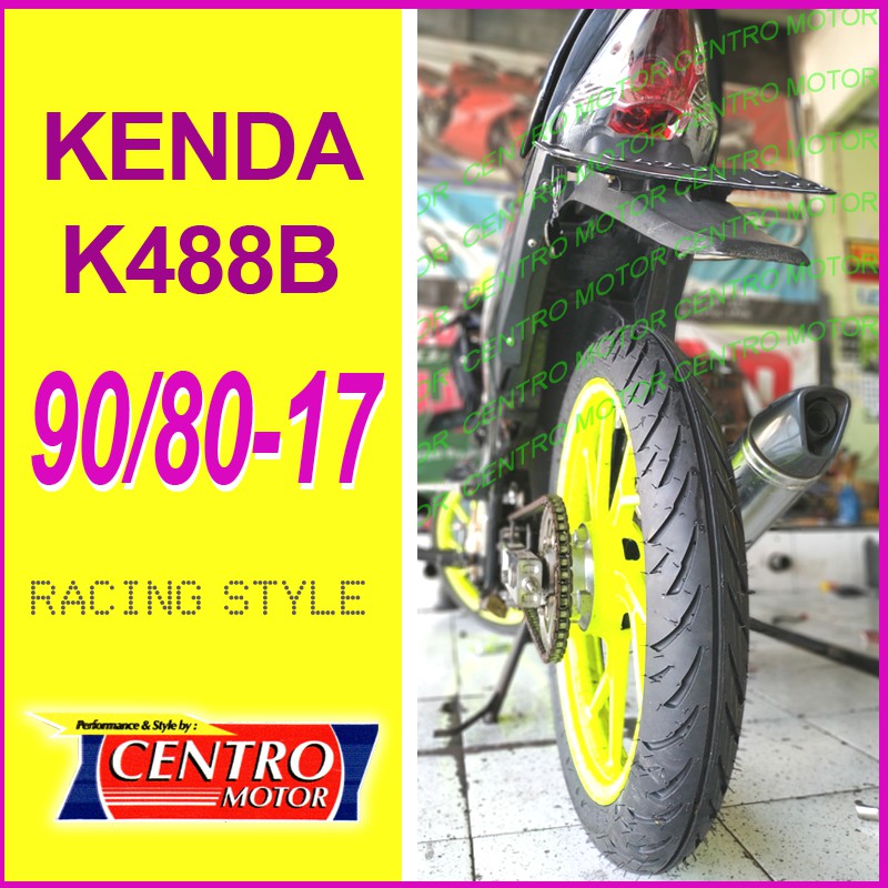 KENDA K488B 90/80-17.BAN MOTIF RACING COCOK UNTUK SATRIA FU,TIGER/CB/GL.GRIP MANTAP.DONAT