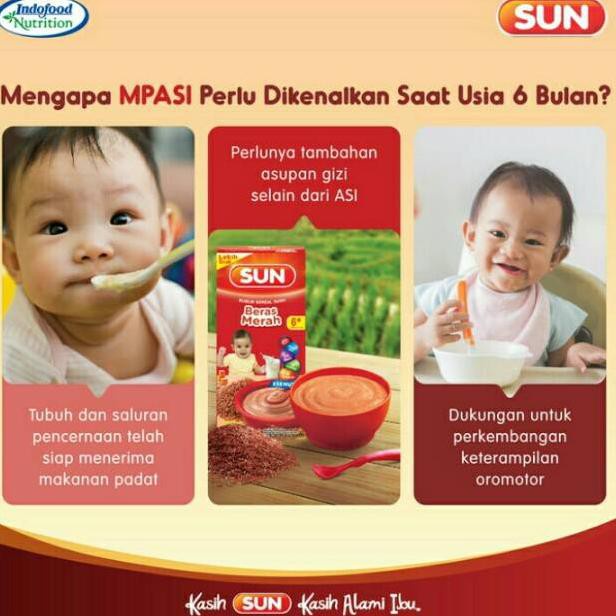 SUN Bubur Sereal MPASI 120 gr Susu Beras Merah /Kacang Hijau / Sup Ayam / Pisang