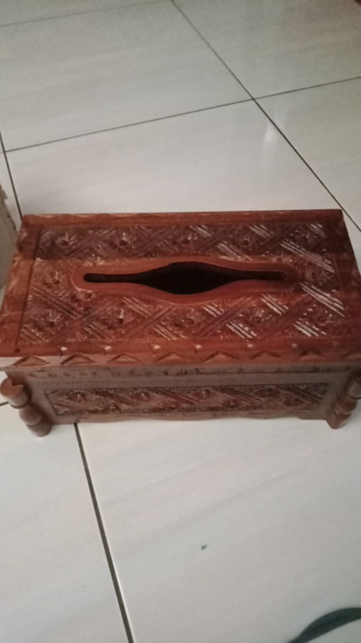 Kotak Tisu Ukir Batik Kayu Jati