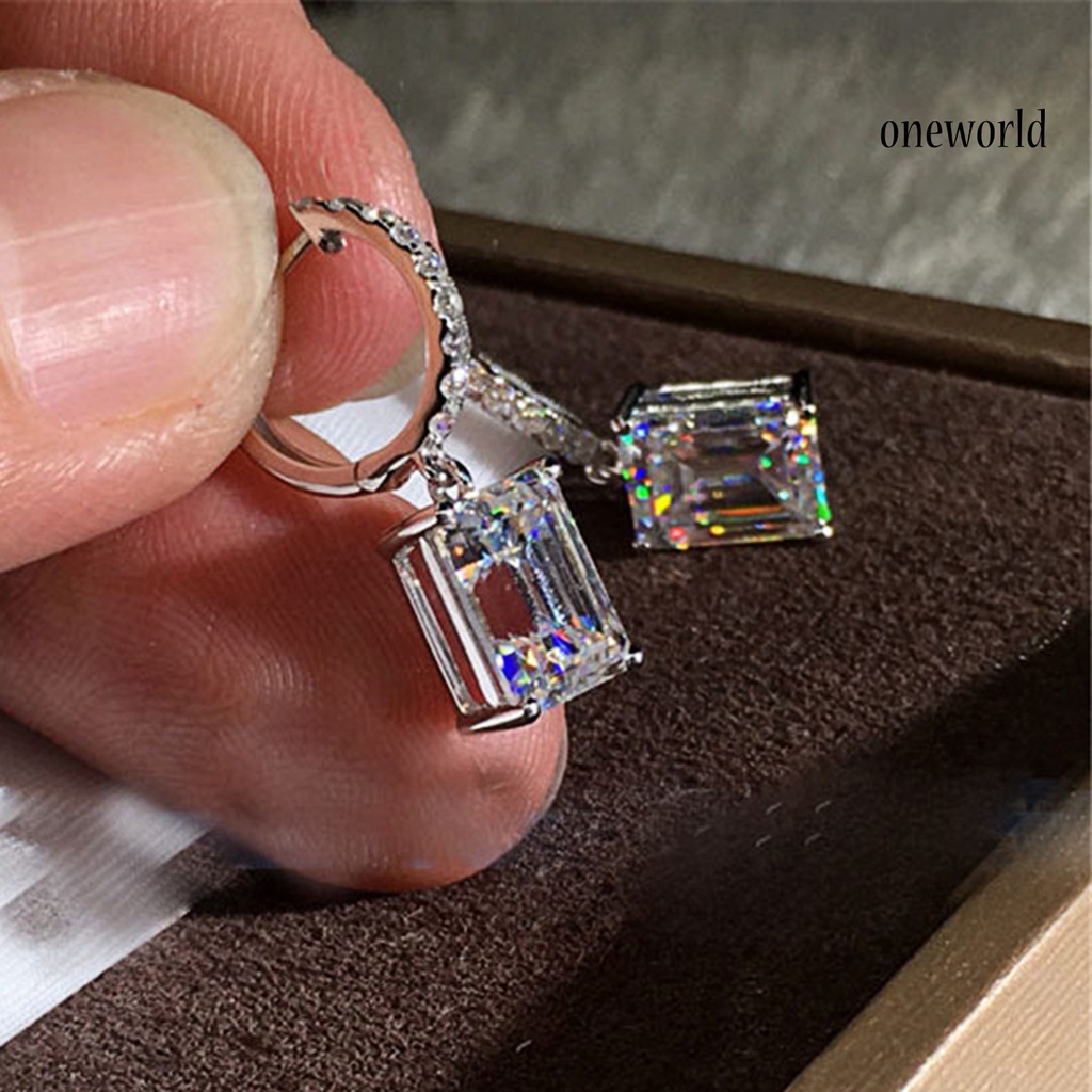 OW# 1 Pair Earrings Fine Workmanship Decoration Alloy Women Square Shape Earrings for Daily Life