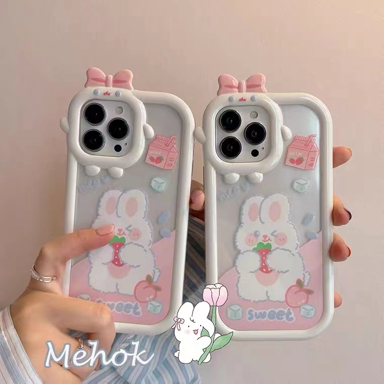 Ins Soft Case TPU Motif Kelinci Untuk iPhone 14 14pro 14max 14prm 13 13pro 13pro 13prm 11 6splus 7Plus 8Plus Xr XS 13 12pro Max