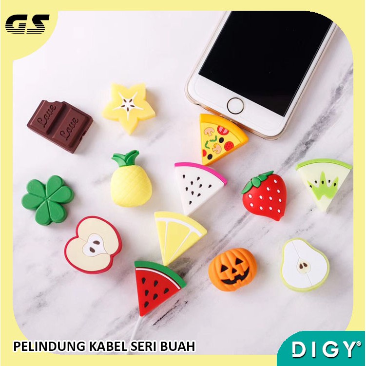 Pelindung Ujung Kabel Buah/Fruit Sarung Kabel Data /Charger Bahan Halus dan Gambar Model Korea