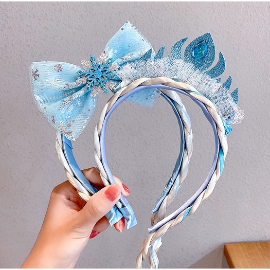 Bando Korea Anak Perempuan Aksen Elsa Frozen Aksesoris Bandana Rambut Palsu Fashion korea style Anak Bayi Lucu bahan import AK124