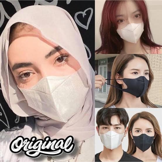 Masker Duckbill Putih Hitam Garis 3 Ply Earloop isi 50 pcs/box Garis Like Sensi