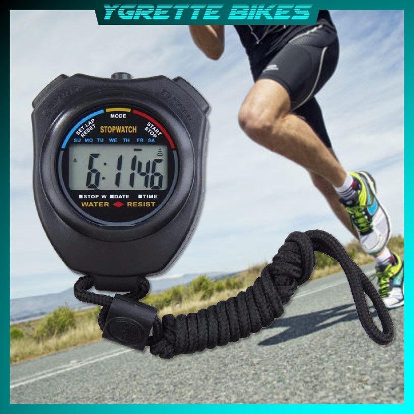 YGRETTE - Terlaris Stopwatch Profesional LCD dengan Strap - ZSD-808 - Black Elegan