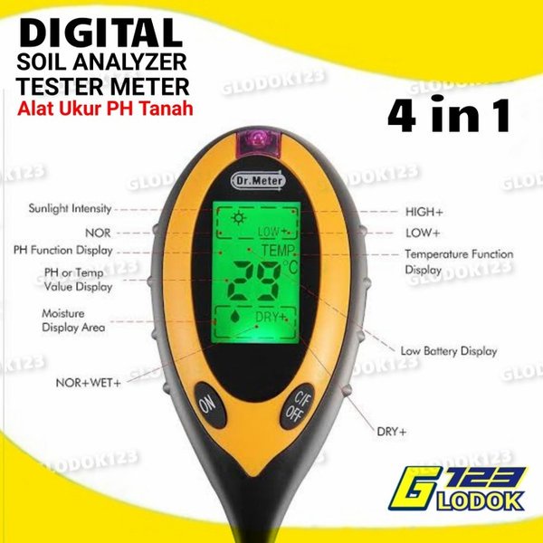 Alat Ukur Meter Tester Tanah Digital Soil Analyzer Moisture PH Light