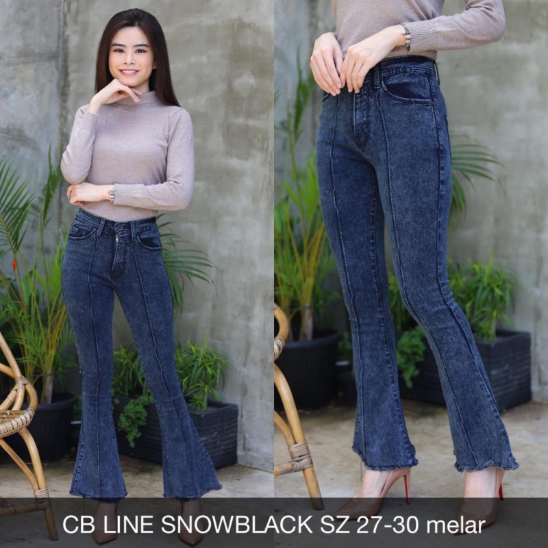 BISA COD JEANS 2020 CELANA JEANS WANITA CUTBRAY LINE SNOWBLCK REALPIC