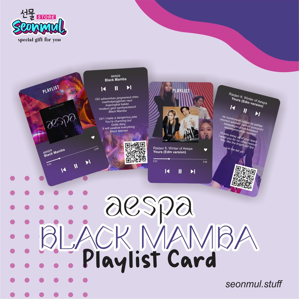 PLAYLIST CARD [BARCODE YOUTUBE] AESPA BLACK MAMBA - TRACKLIST KPOP