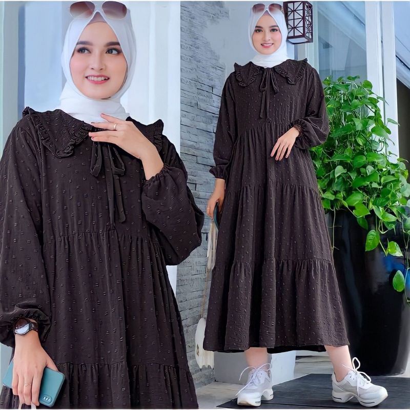 GAMIS ZHULFA MIDI DRESS||PUNGKY MIDY DRESS GAMIS PREMIUM URAGIRI RAYON