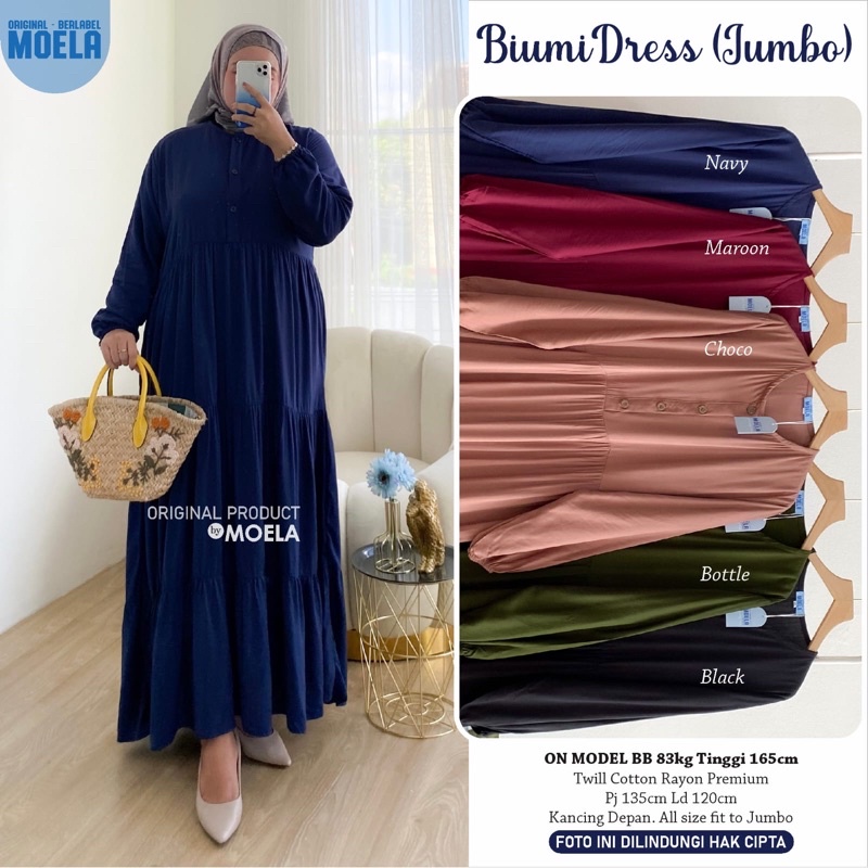 Gamis dress rayon polos Amora/Anse/Celin/Baisa/Biumi/Molin/Ciaji/Jihas/Flate/Tosti/Milly/Tisa/Siuti/Chesa/Fimel/Yapi/Lilci/Balo/Polse/Rensi/Silom/Neta/Rome by Moela berlabel-Biumi navy