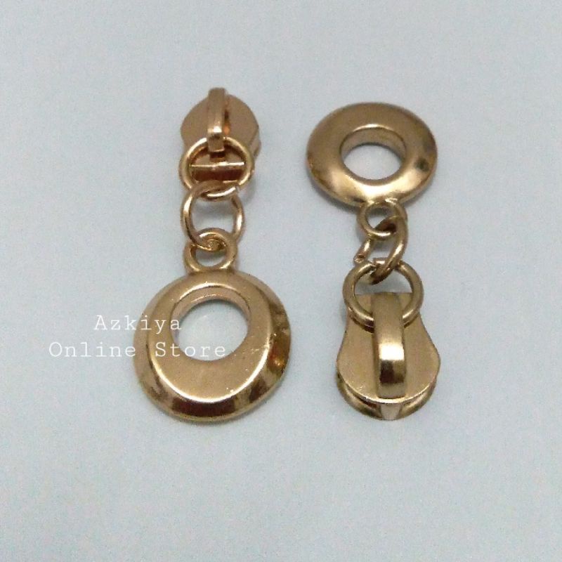 Kepala Resleting Bulat No.5 Besi (Emas Muda) - Aksesoris Tas & Dompet