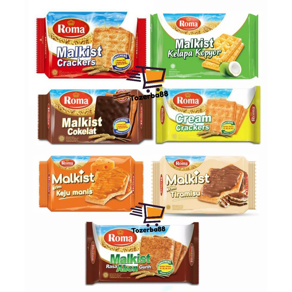 

Roma Malkist Crackers Merah / Cream kuning / Coklat / Keju / Abon / Tiramisu