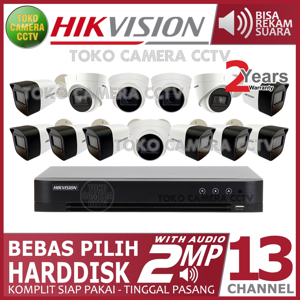 PAKET CCTV HIKVISION 2MP 16 CHANNEL 13 KAMERA AUDIO