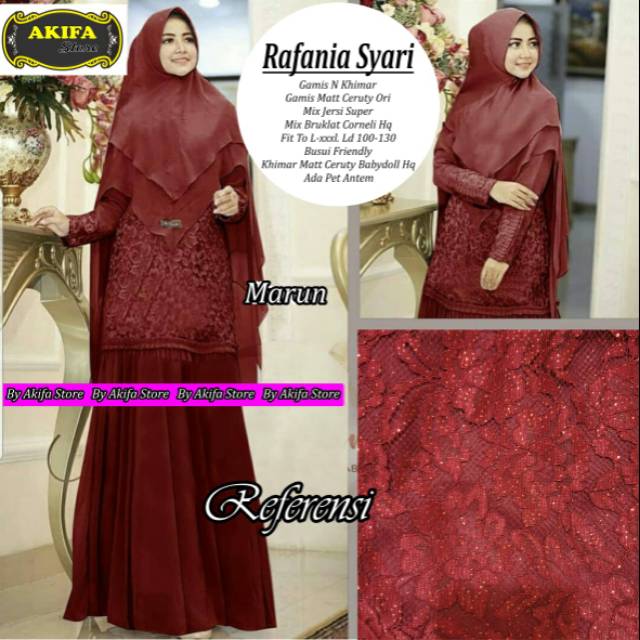 Rafania syari gamis + khimar ceruti ory mix jersey