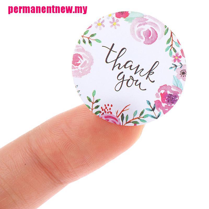 500pcs / Roll Stiker Label Segel Desain Bunga Thank You Untuk Alat Tulis