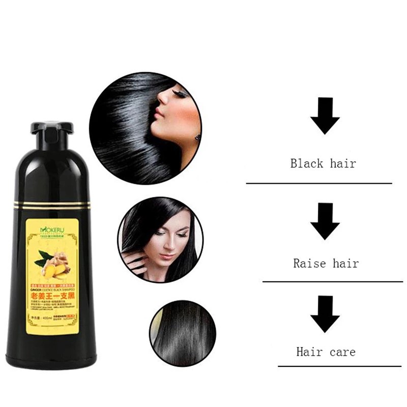 Mokeru Shampoo Semir Herbal Warna Hitam Pwwarna Rambut Ginger Original 500ml