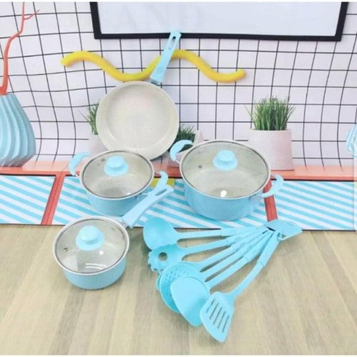 TERMURAH PANCI COOKWARE SET 13pcs / Panci 13 set Paket Peralatan Masak Dapur Tutup Kaca anti panas anti lengket bisa cod